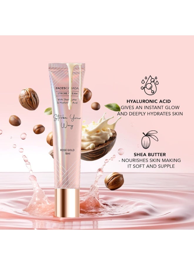 FACESCANADA Celeb Glow Combo | Strobe Cream - Rose Gold, 18ml + Hydra Matte Foundation - Rose Ivory, 18ml + Comfy Matte Wow - Cocoa Crush, 3.8ml | Highlighter | Highly Pigmented | Pack of 3 - Image 3